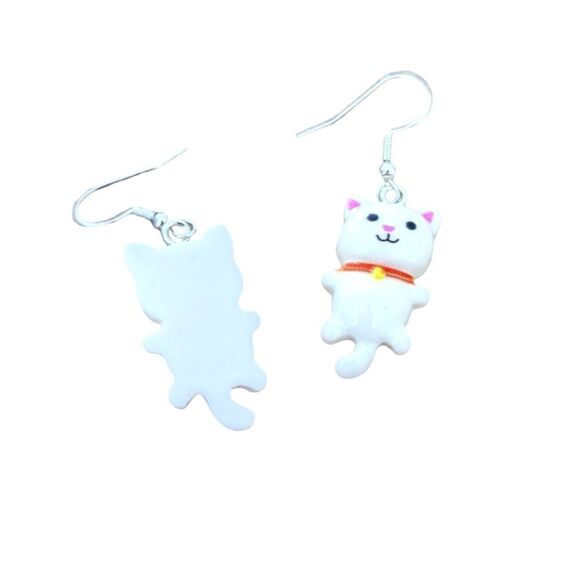 Cat Earrings Acrylic Stainless Steel Hooks - Picture 2 of 6